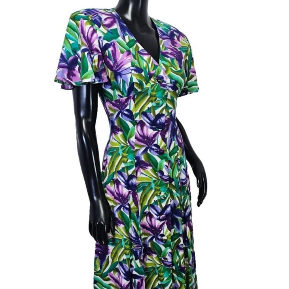 ERIKAS PLACE Vintage 90s Purple & Green Floral Dress